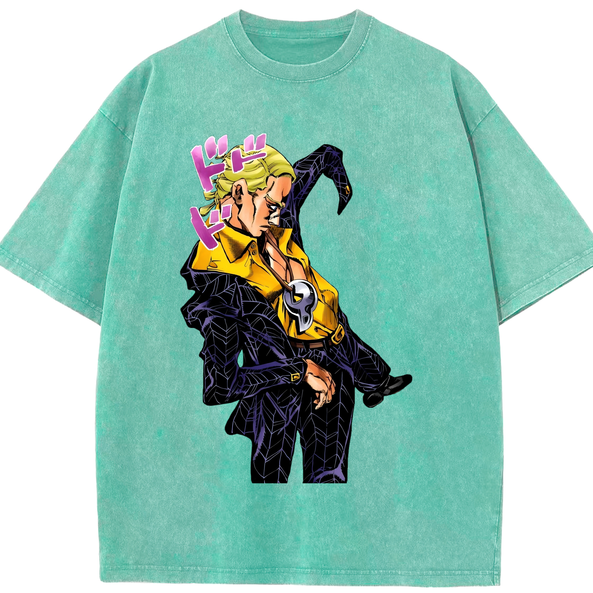（画像用） ジョジョの奇妙な冒険 プロシュート JoJo's Bizarre Adventure Prosciutto 綿100% ヴィンテージ風 半袖Tシャツ（フロントプリント）